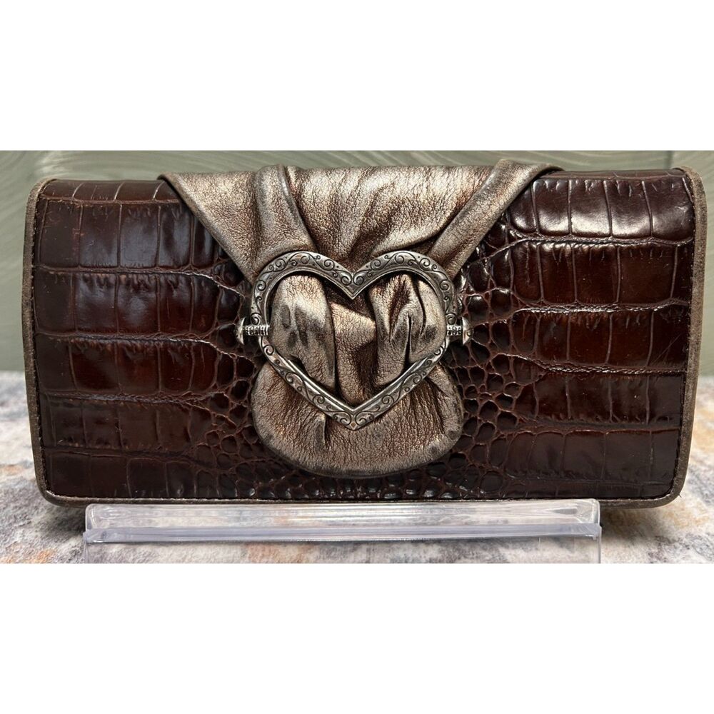 Brighton croc embossed wallet/crossbody with signature heart charm